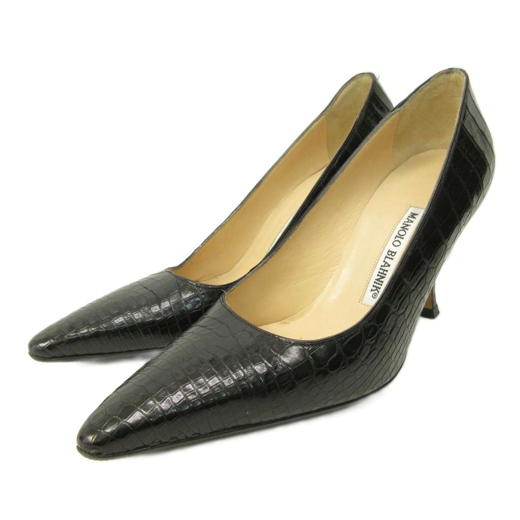 マノロブラニク MANOLO BLAHNIK パンプス シューズ ハイヒール 型押し