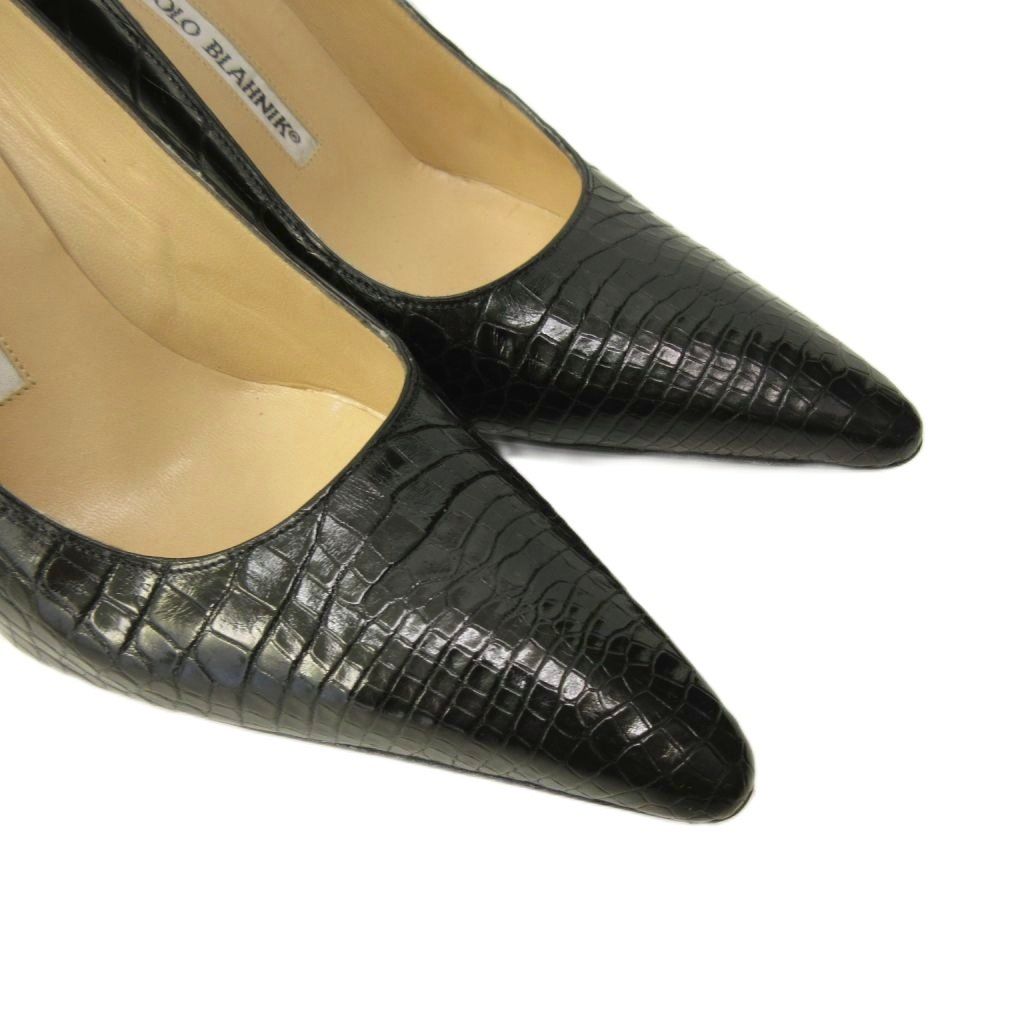 マノロブラニク MANOLO BLAHNIK パンプス シューズ ハイヒール 型押し