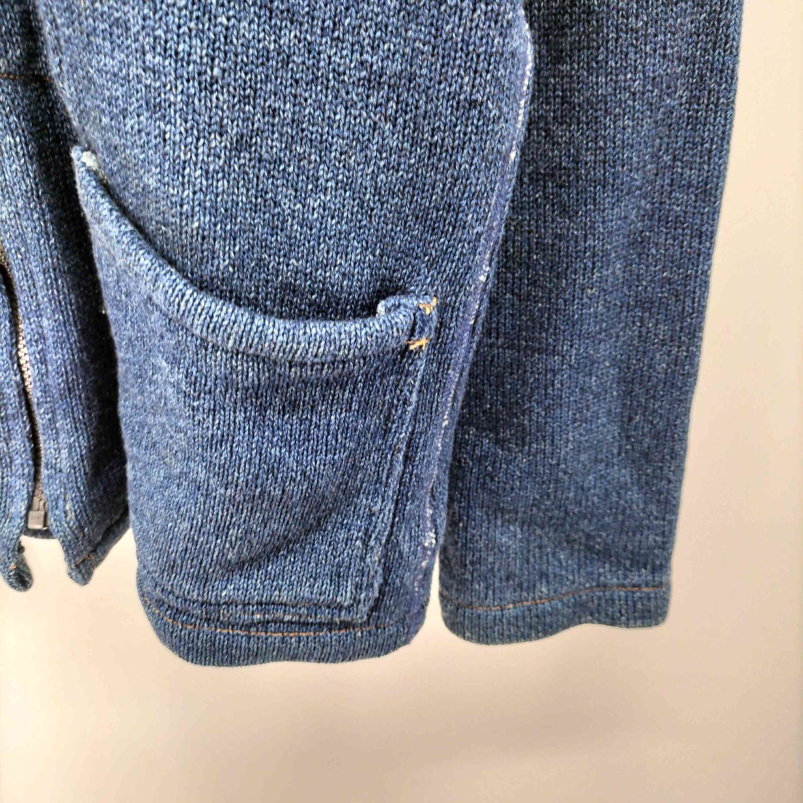 ブルーブルー BLUE BLUE 圧縮ウールニット ショールカラー ジップ