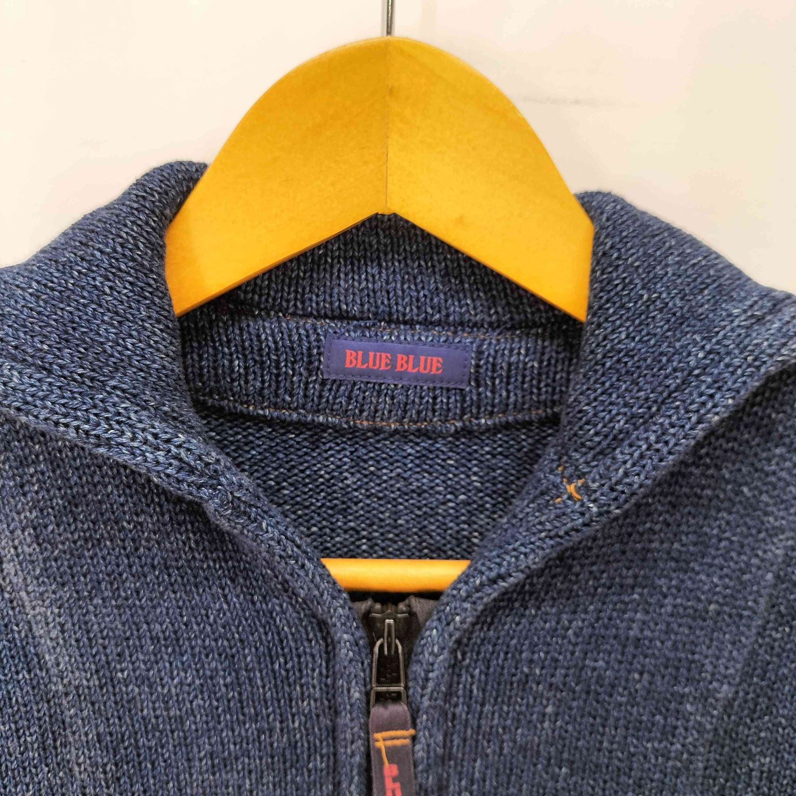 ブルーブルー BLUE BLUE 圧縮ウールニット ショールカラー ジップ