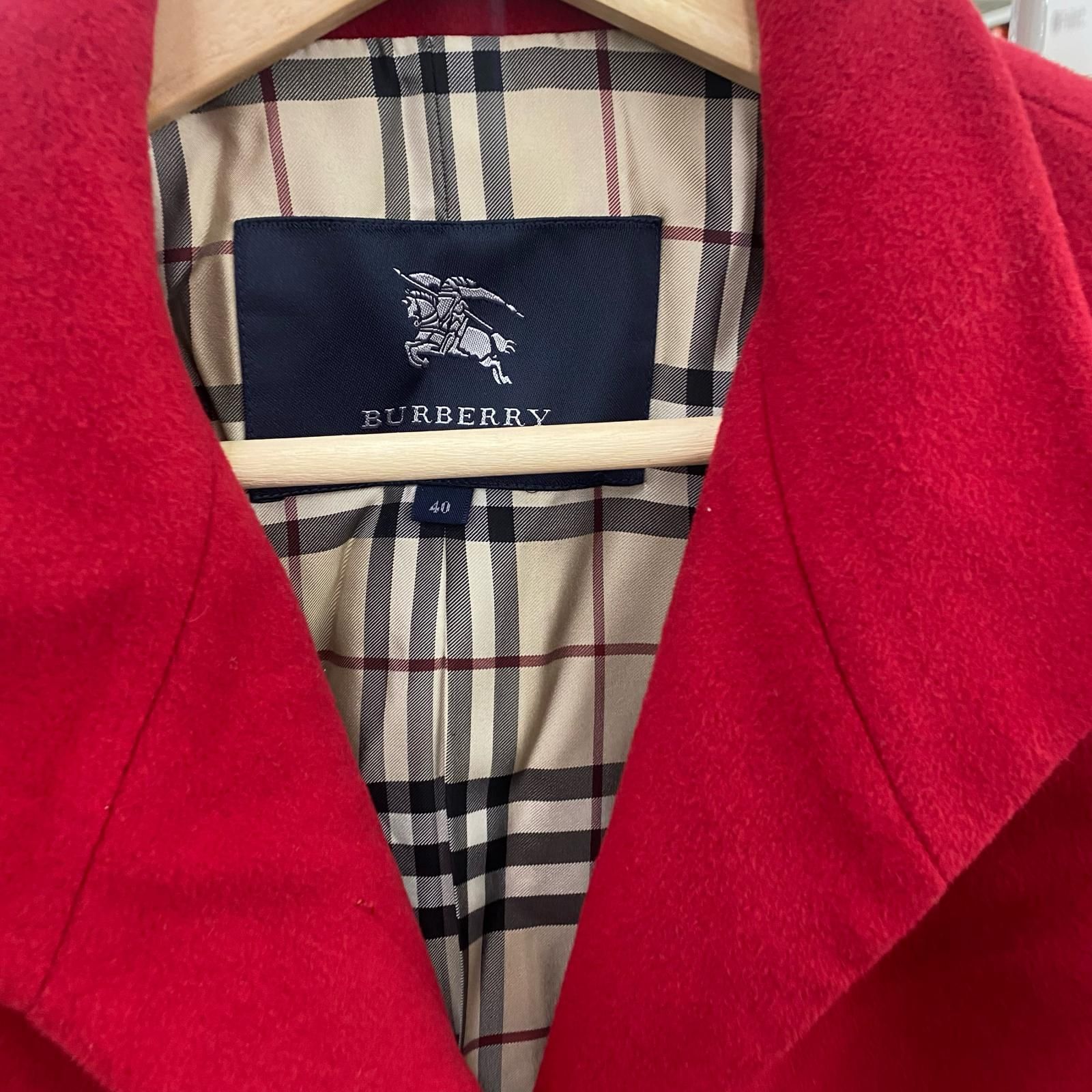 186005 BURBERRY バーバリー アンゴラ コート レッド 40 - メルカリ