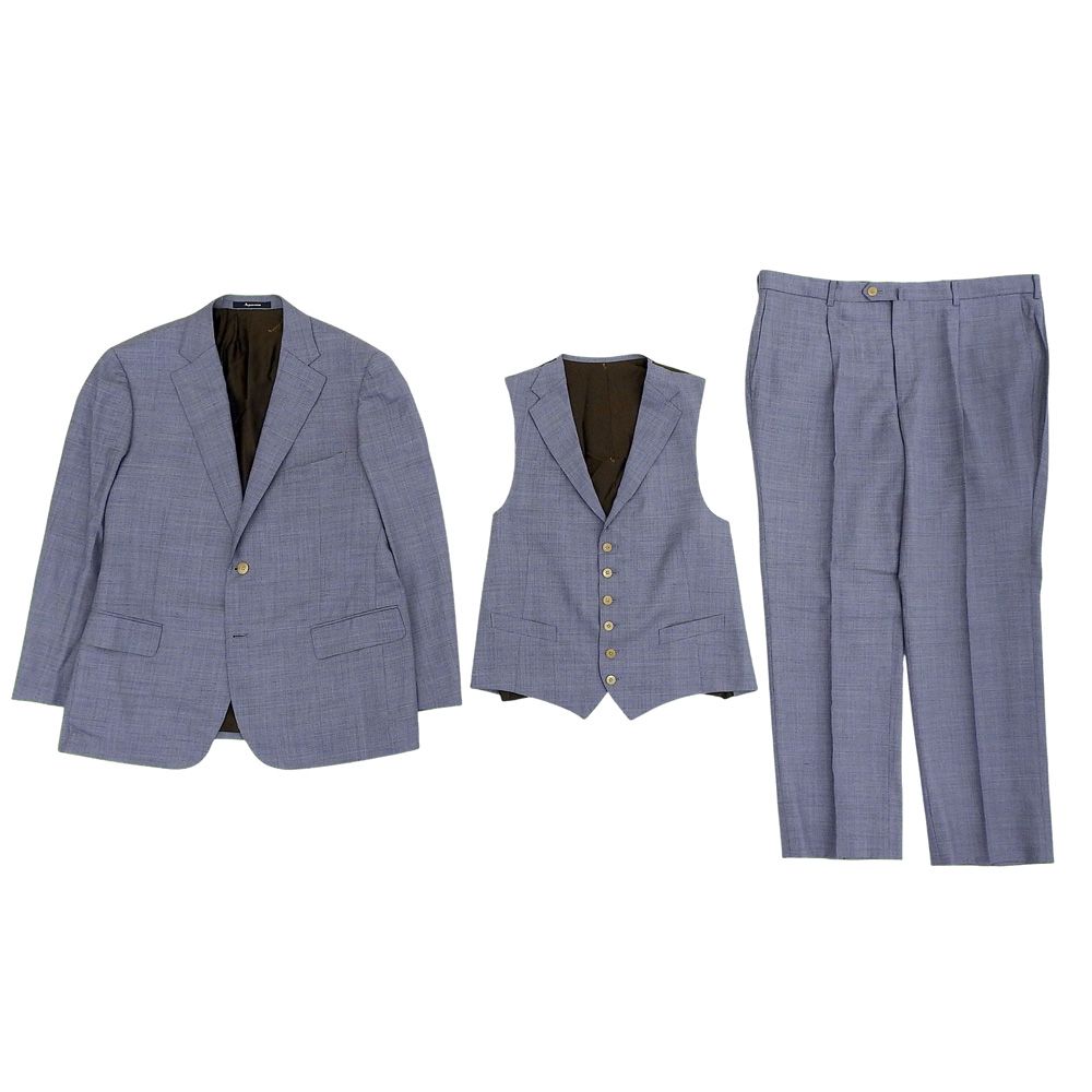 Aquascutum アクアスキュータム 美品 裏地ジェブロン柄 ウール 3P