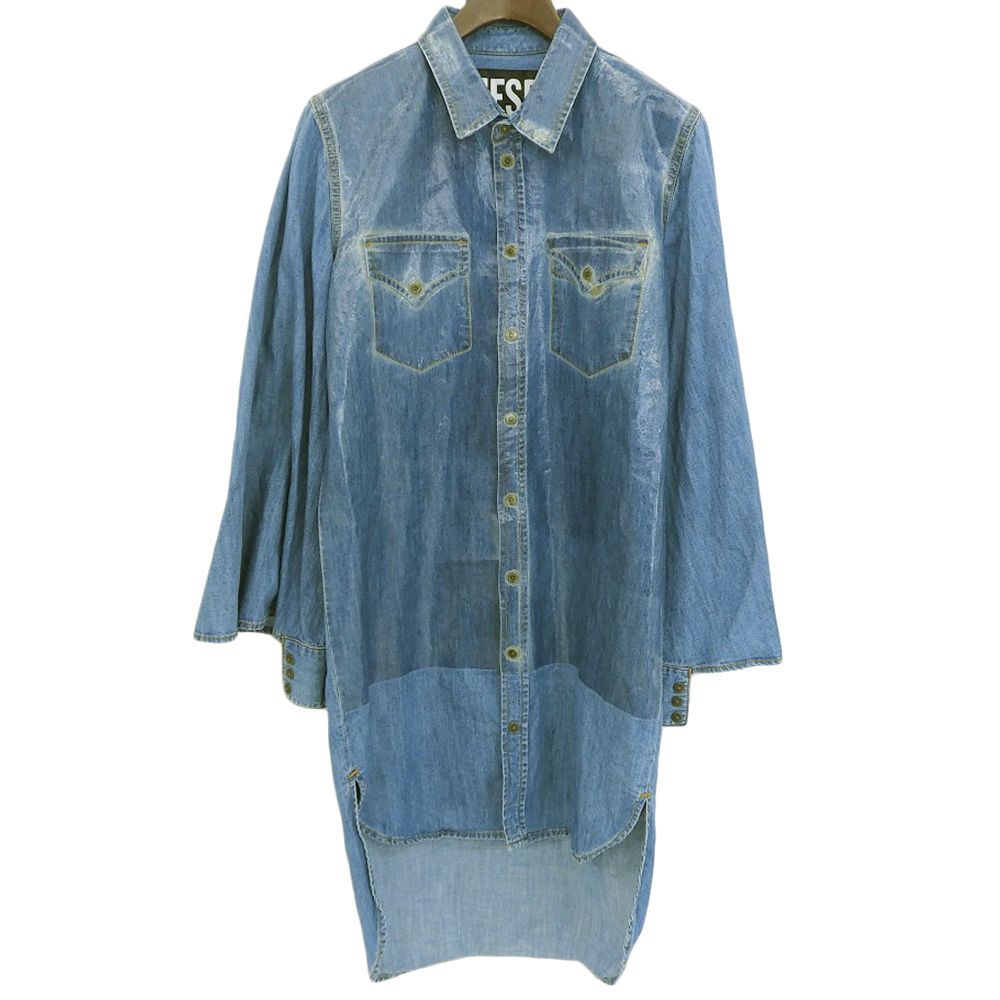 DIESEL ディーゼル ラミネートデザイン キモノスリーブ デニムシャツ