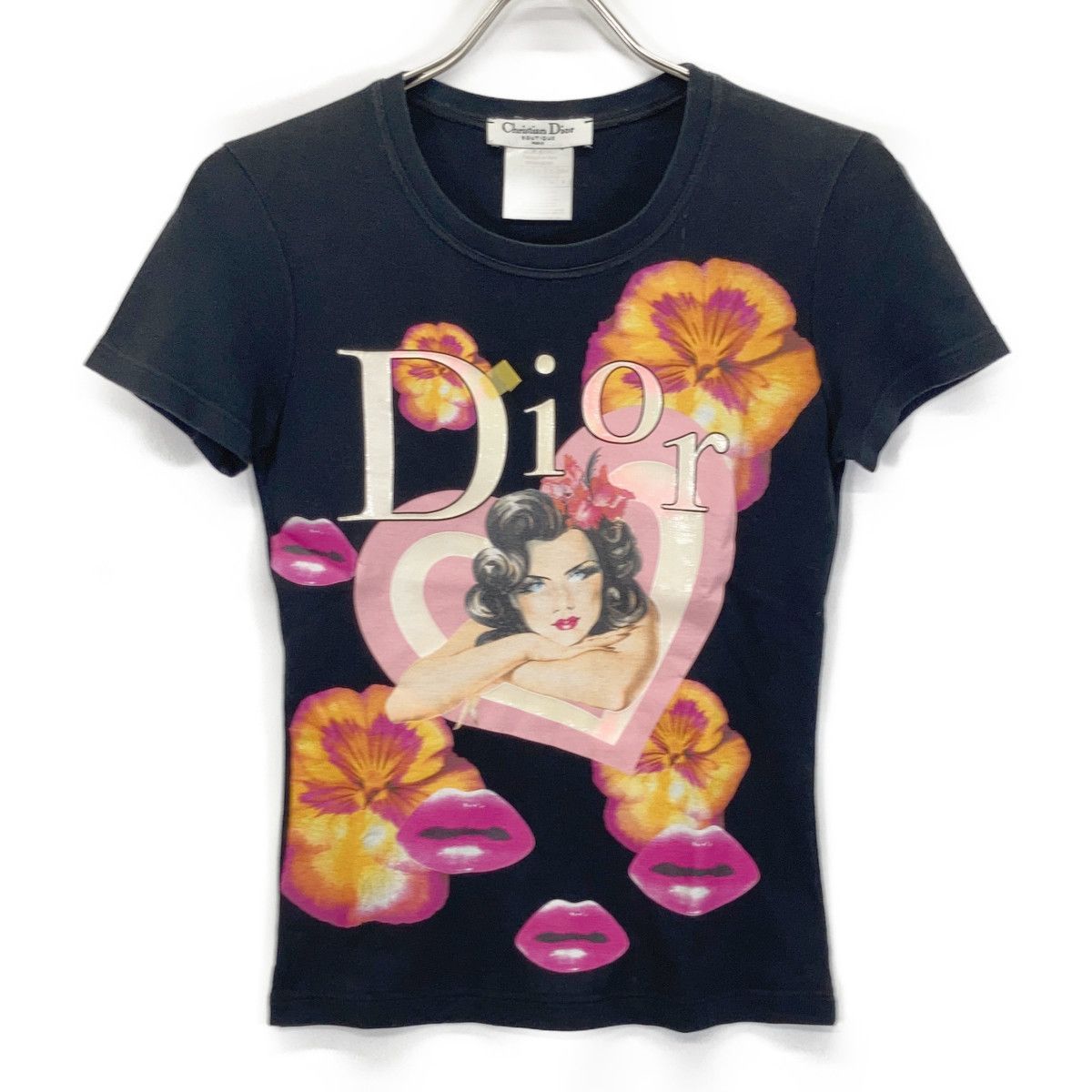 Christian Dior クリスチャンディオール 5P16155201 ﾌﾞﾗｯｸ花柄 ﾛｺﾞ