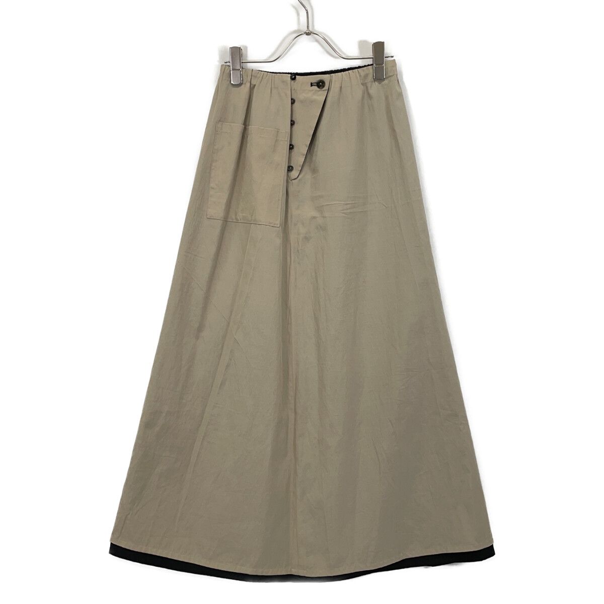 JURGEN LEHL ヨーガンレール ﾌﾞﾗｯｸ×ﾍﾞｰｼﾞｭ ｺｯﾄﾝ×ｼﾙｸ ﾘﾊﾞｰｼﾌﾞﾙｽｶｰﾄ M