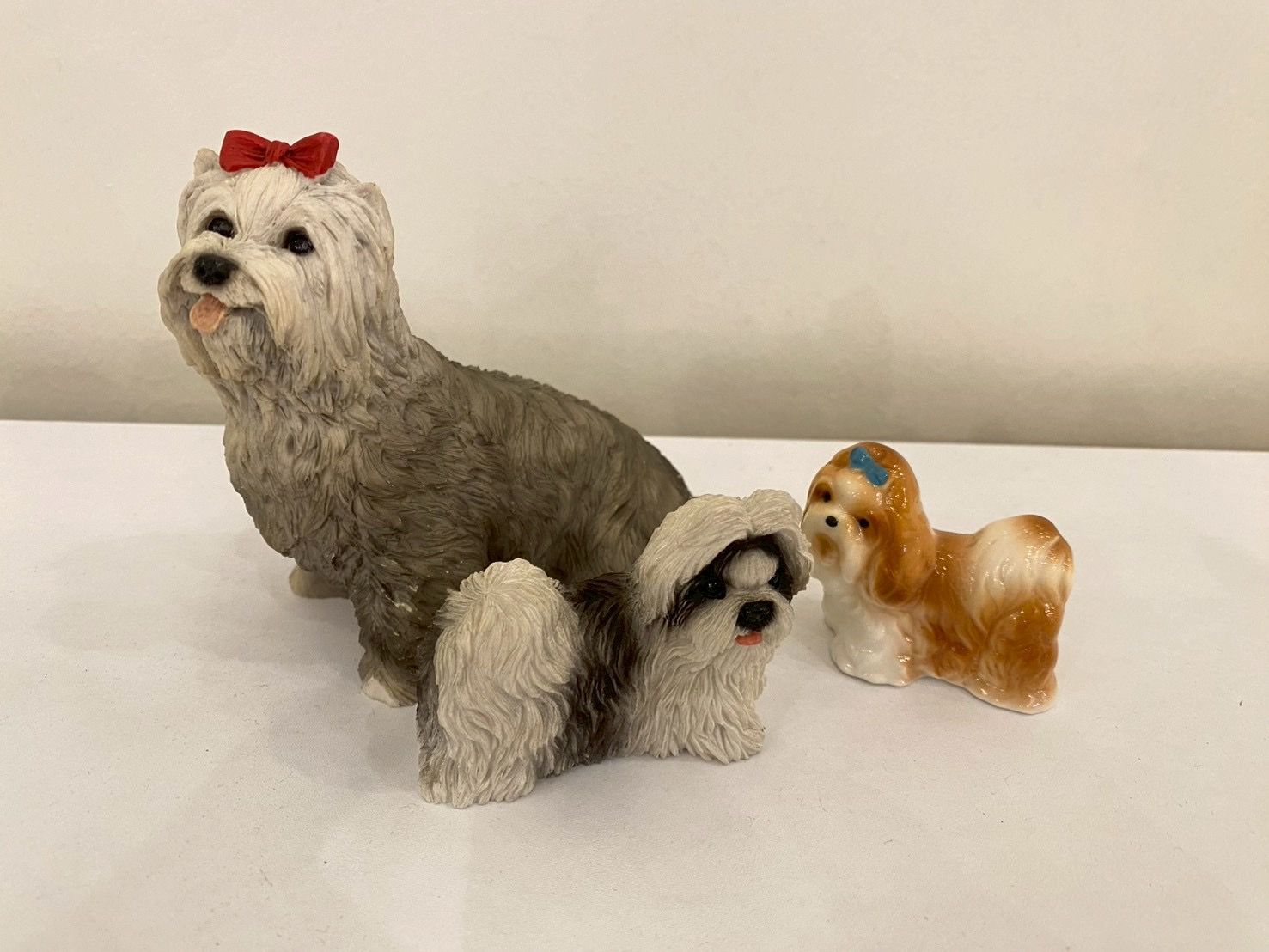 □希少 置物 オブジェ ヨークシャテリア シーズー 3点セット 陶器