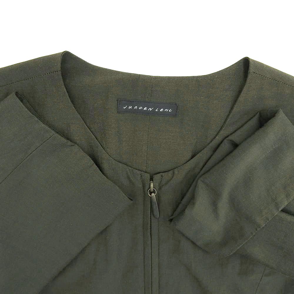 JURGEN LEHL ヨーガンレール ノーカラー ジップアップ シルク×コットン