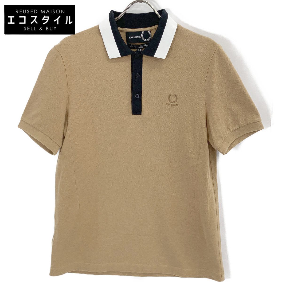 FRED PERRY フレッドペリー ×RAF SIMONS ﾌﾞﾗｳﾝ 鹿の子ﾎﾟﾛｼｬﾂ 40-公式 