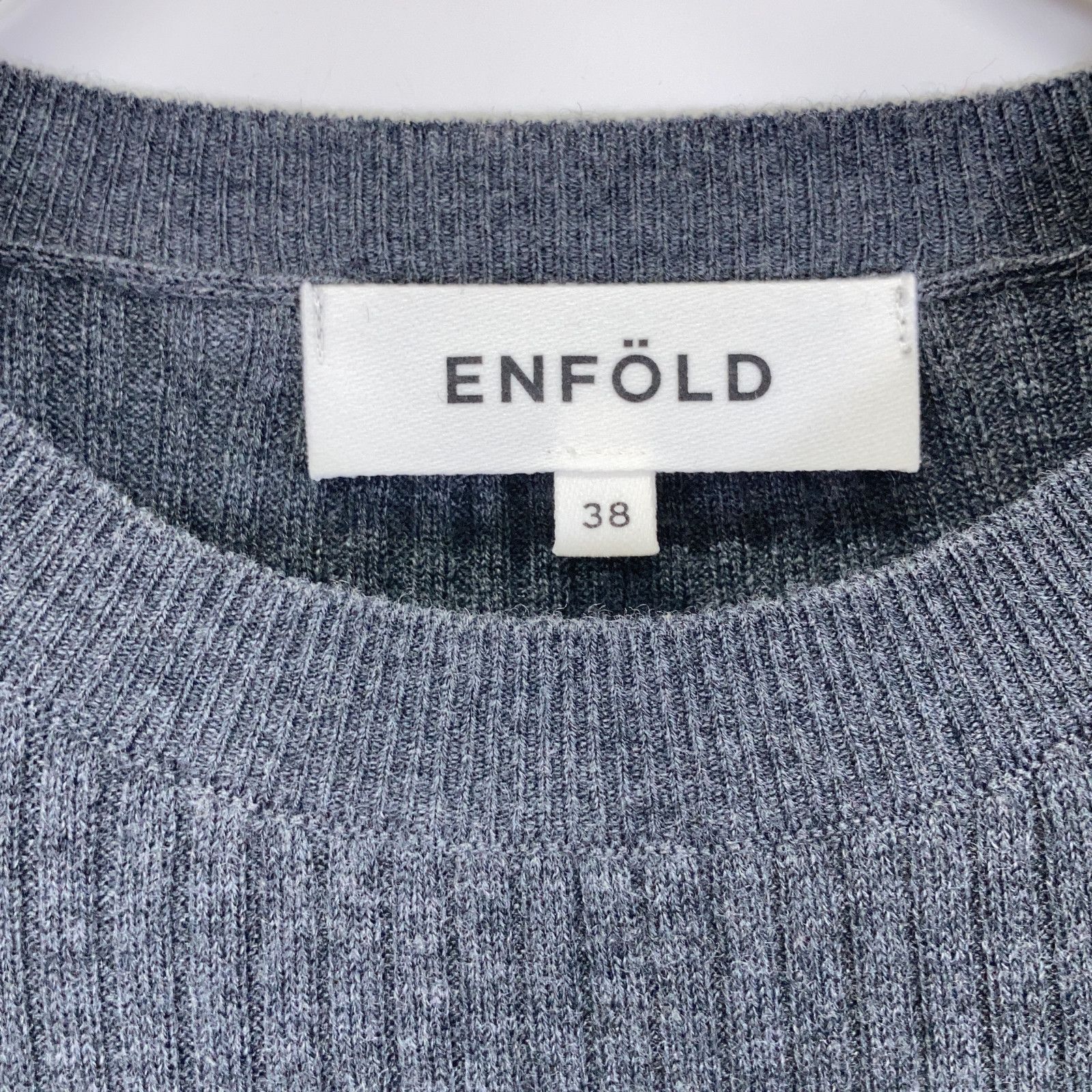 ENFOLD エンフォルド 25SS 300IS270-0671 ｸﾞﾚｰ ｳｰﾙ ﾊﾞｲｶﾗｰ×ﾎﾞｰﾀﾞｰｽﾘｰﾌﾞ