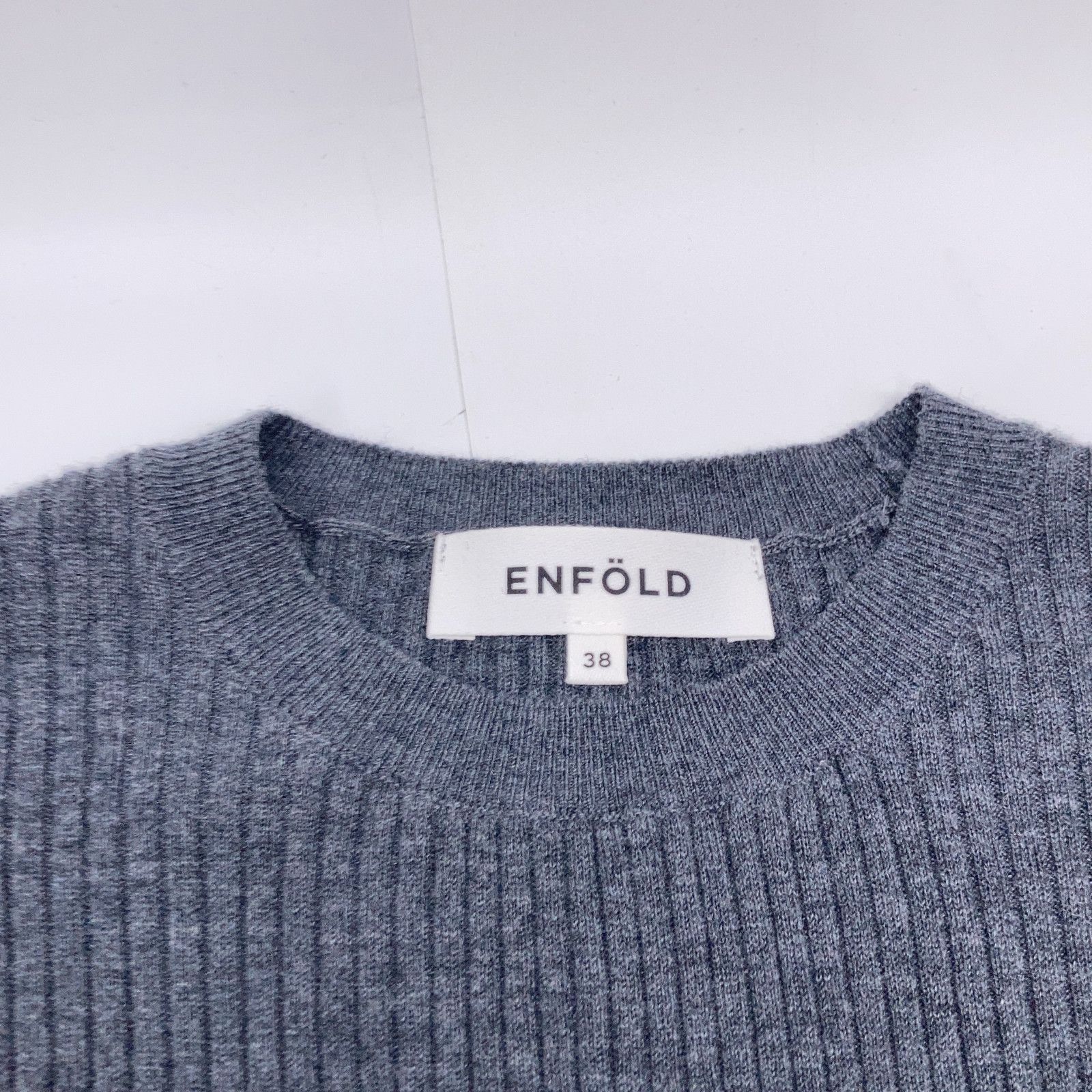 ENFOLD エンフォルド 25SS 300IS270-0671 ｸﾞﾚｰ ｳｰﾙ ﾊﾞｲｶﾗｰ×ﾎﾞｰﾀﾞｰｽﾘｰﾌﾞ
