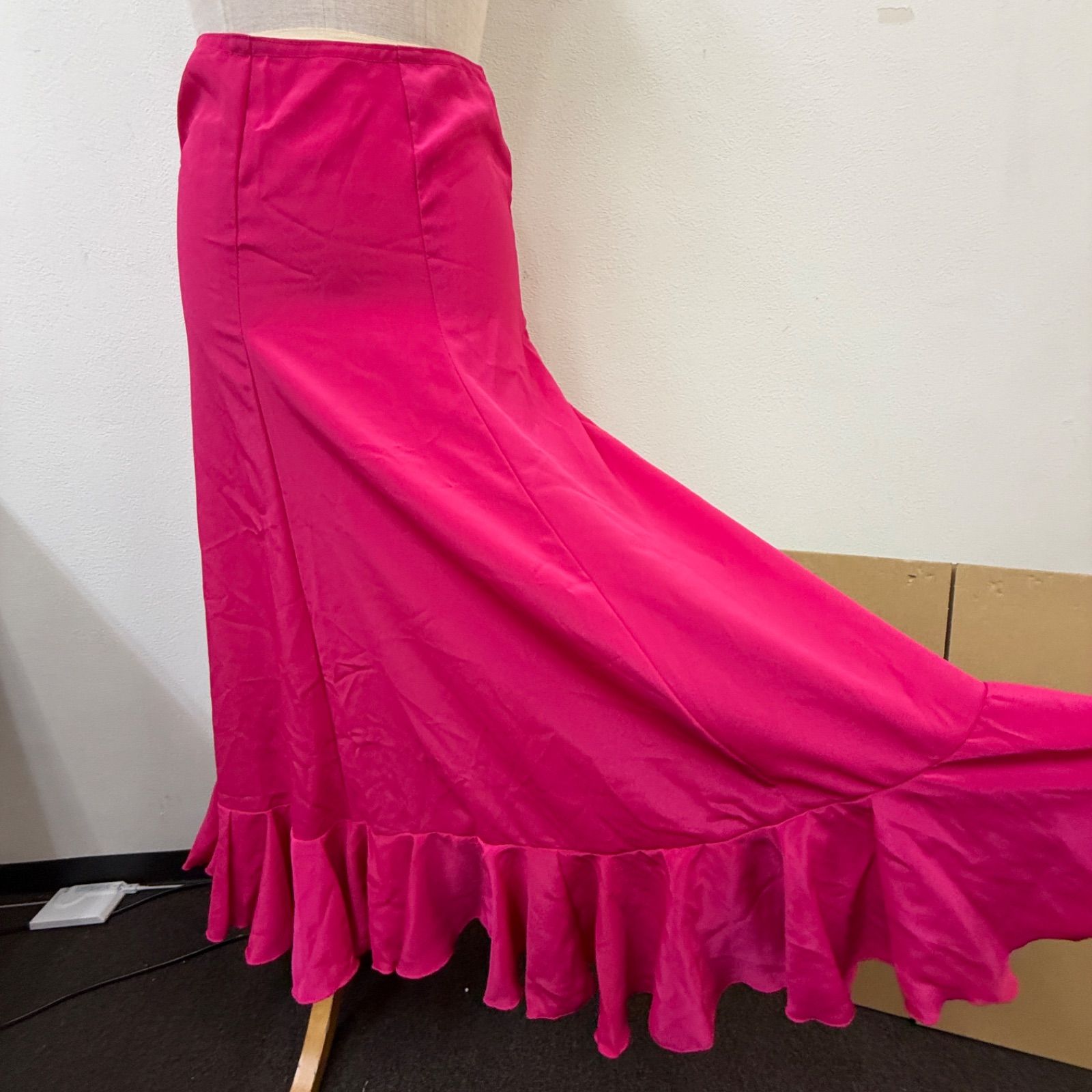 フラメンコ衣装 スカート ファルダ ピンク 無地 シンプル フレア