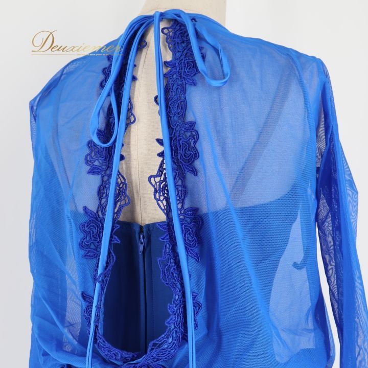 社交ダンス 衣装 ワンピース ドレス SEKINE セキネ 青 レース パーティ