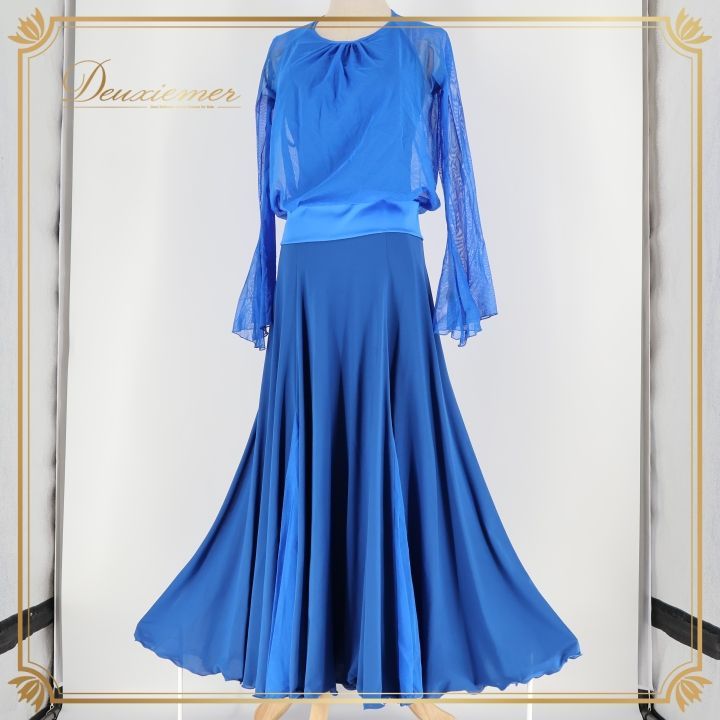 社交ダンス 衣装 ワンピース ドレス SEKINE セキネ 青 レース パーティ