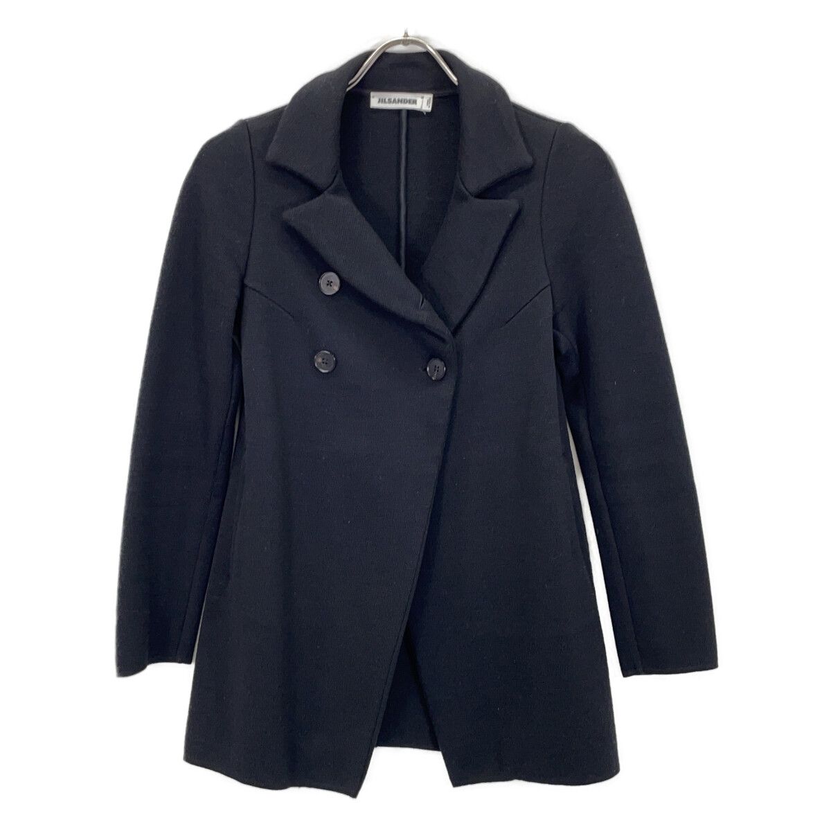 JIL SANDER ジルサンダー JSPM757021 ﾌﾞﾗｯｸ ｳｰﾙ100 ﾀﾞﾌﾞﾙﾌﾞﾚｽﾄｼﾞｬｹｯﾄ