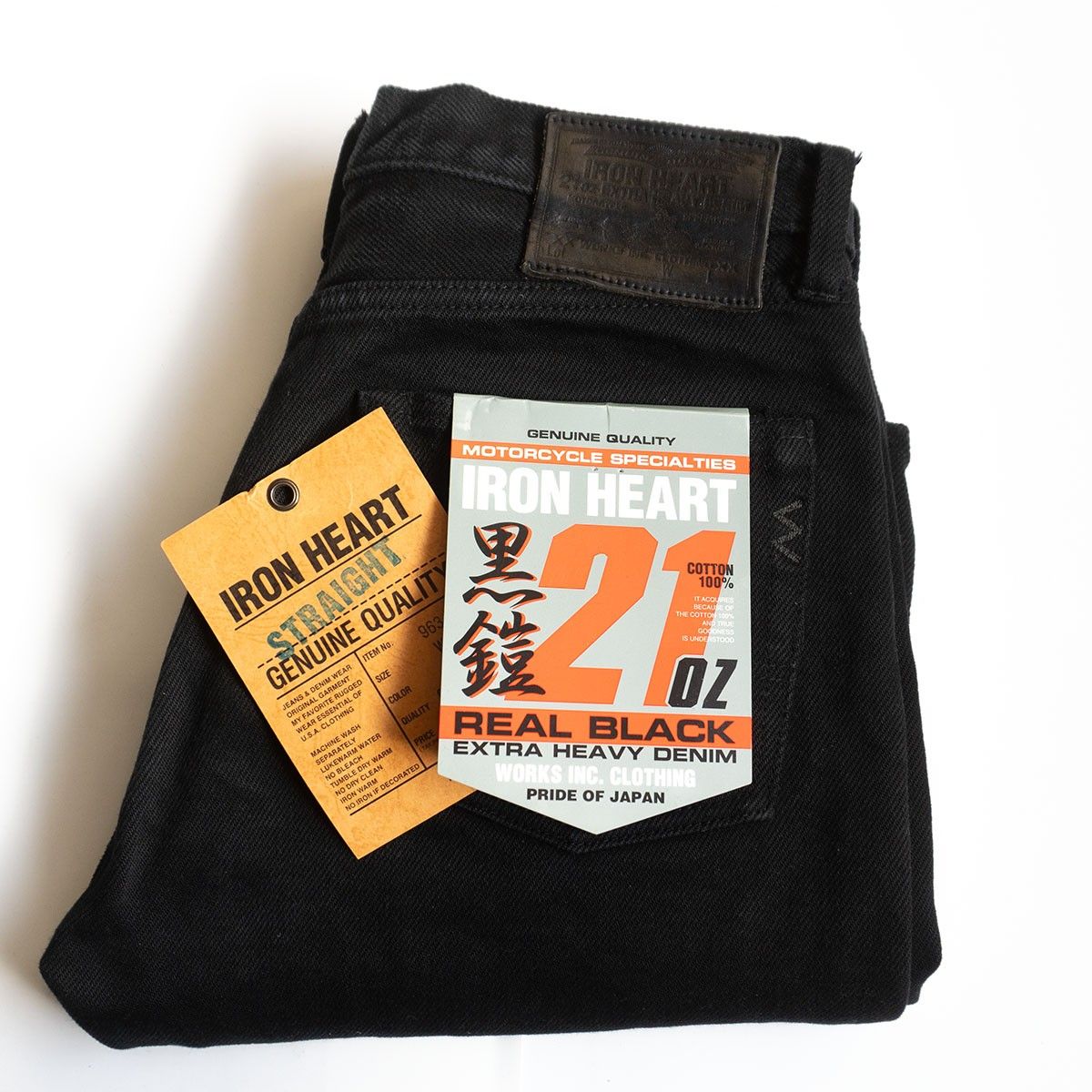 美品】IRON HEART【LOT 9634Z 21oz黒鎧デニム ストレート】W32