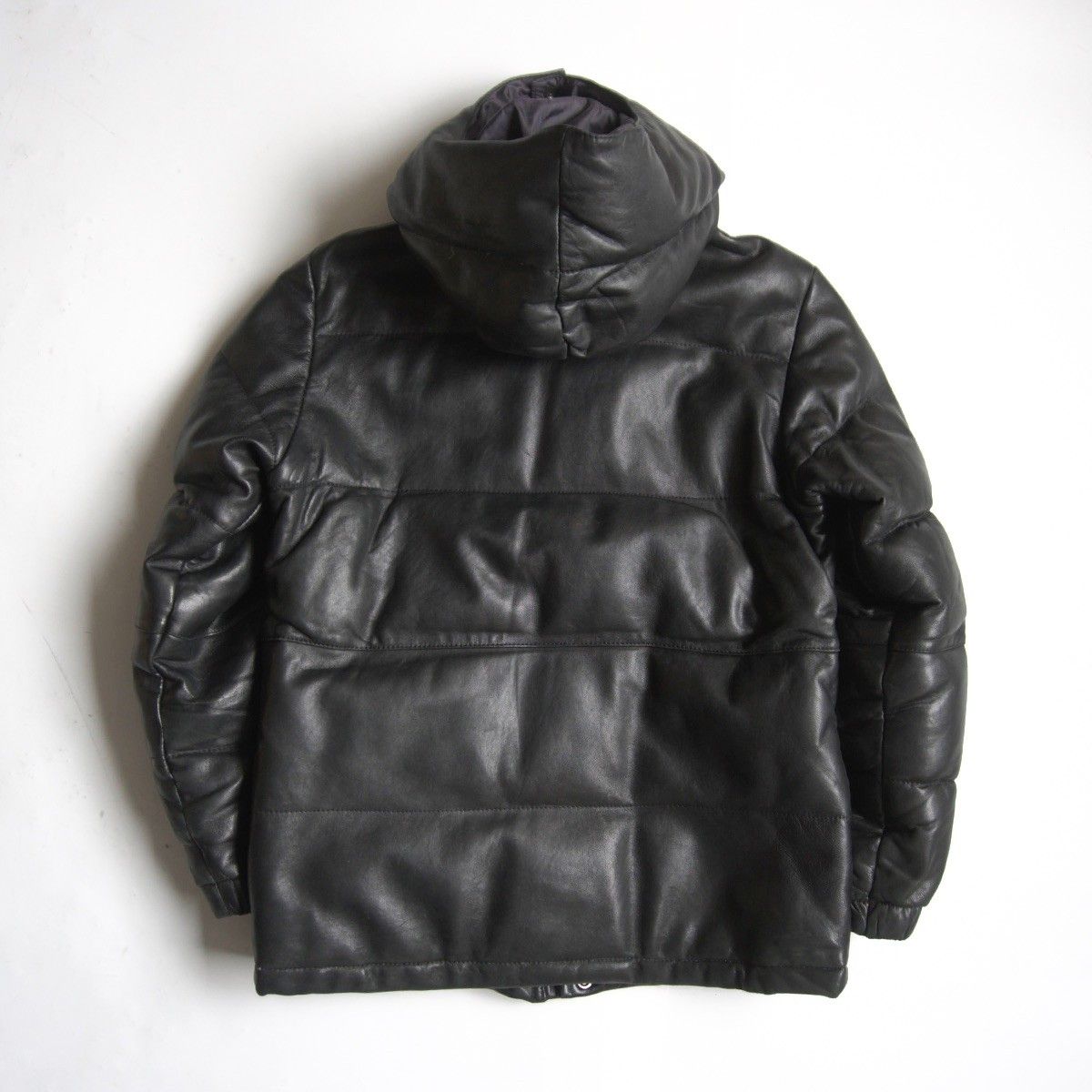 美品】SCHOTT【フード付き レザーダウンジャケット】M ブラック 