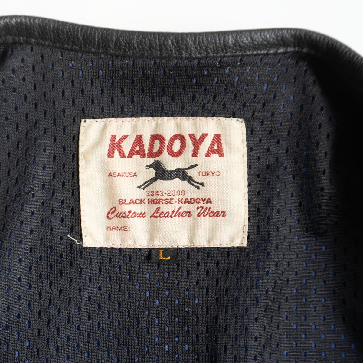 雰囲気抜群】KADOYA【BLACK HORSE パンチング レザー メッシュ 