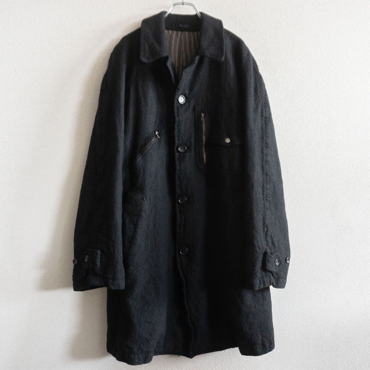 AD2005】COMME des GARCONS HOMME【00s ウール縮絨 ライダースコート 