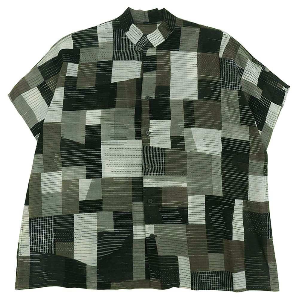 ヨーガンレール　半袖シャツ　L JURGEN LEHL ヨーガンレール 幾何学 チェック コットン 半袖 シャツ