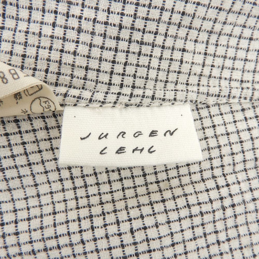 JURGEN LEHL ヨーガンレール コットン チェック ノーカラー シャツ