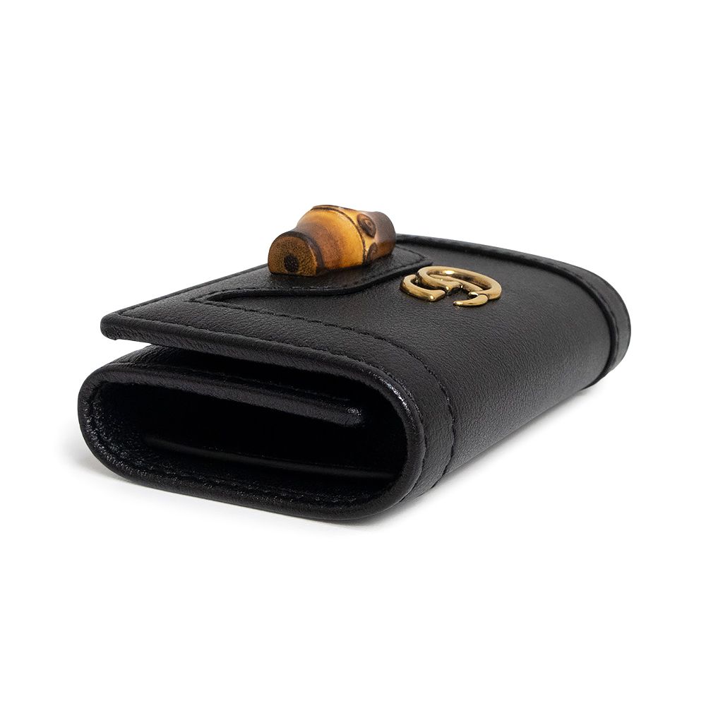 グッチ 658636 GGマーモント ダブルG バンブー レザー ブラック 6連