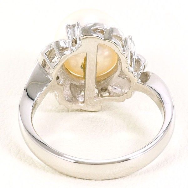 PT900 リング ring 指輪 12号 パール（アコヤ真珠） 約9mm ダイヤ 0.15