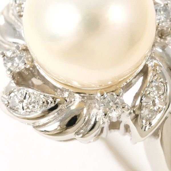 R37 Pt900 あこや真珠　大粒9.1mm ダイヤ0.22ct 指輪　12号 PT900 リング ring 指輪 12号 パール（アコヤ真珠） 約9mm ダイヤ 0.15