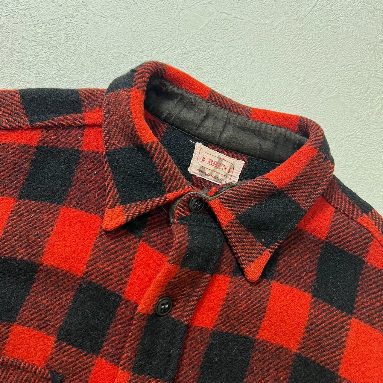 50s~60s BRENT ボロ ウール マチ付き フラップポケット バッファロー