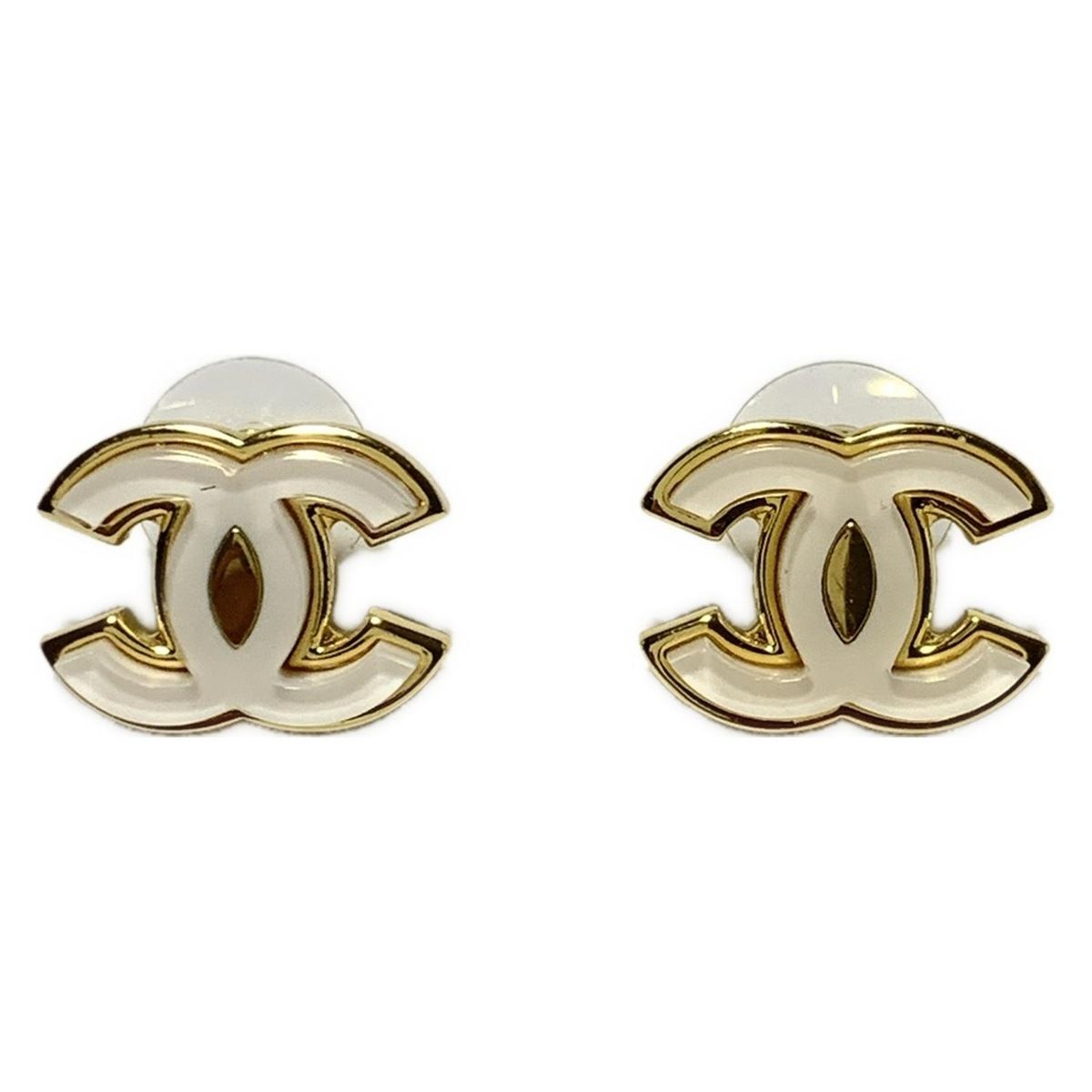 CHANEL(シャネル) ピアス ココマーク 白×ゴールド CHANEL ココマーク