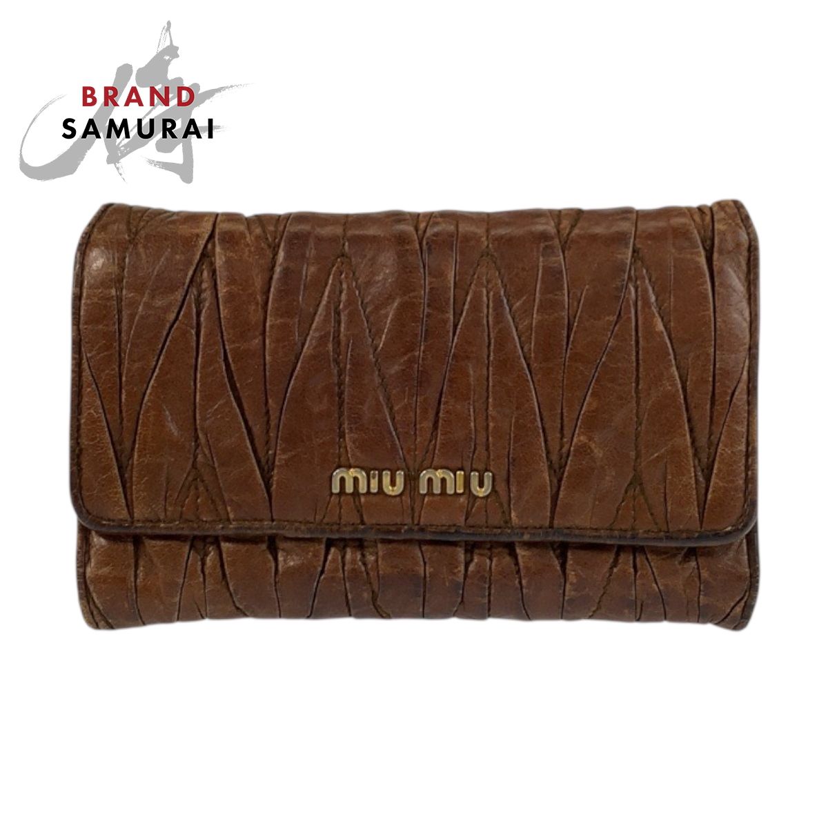 MIUMIU ミュウミュウ マテラッセ ブラウン ゴールド金具 レザー 194 折