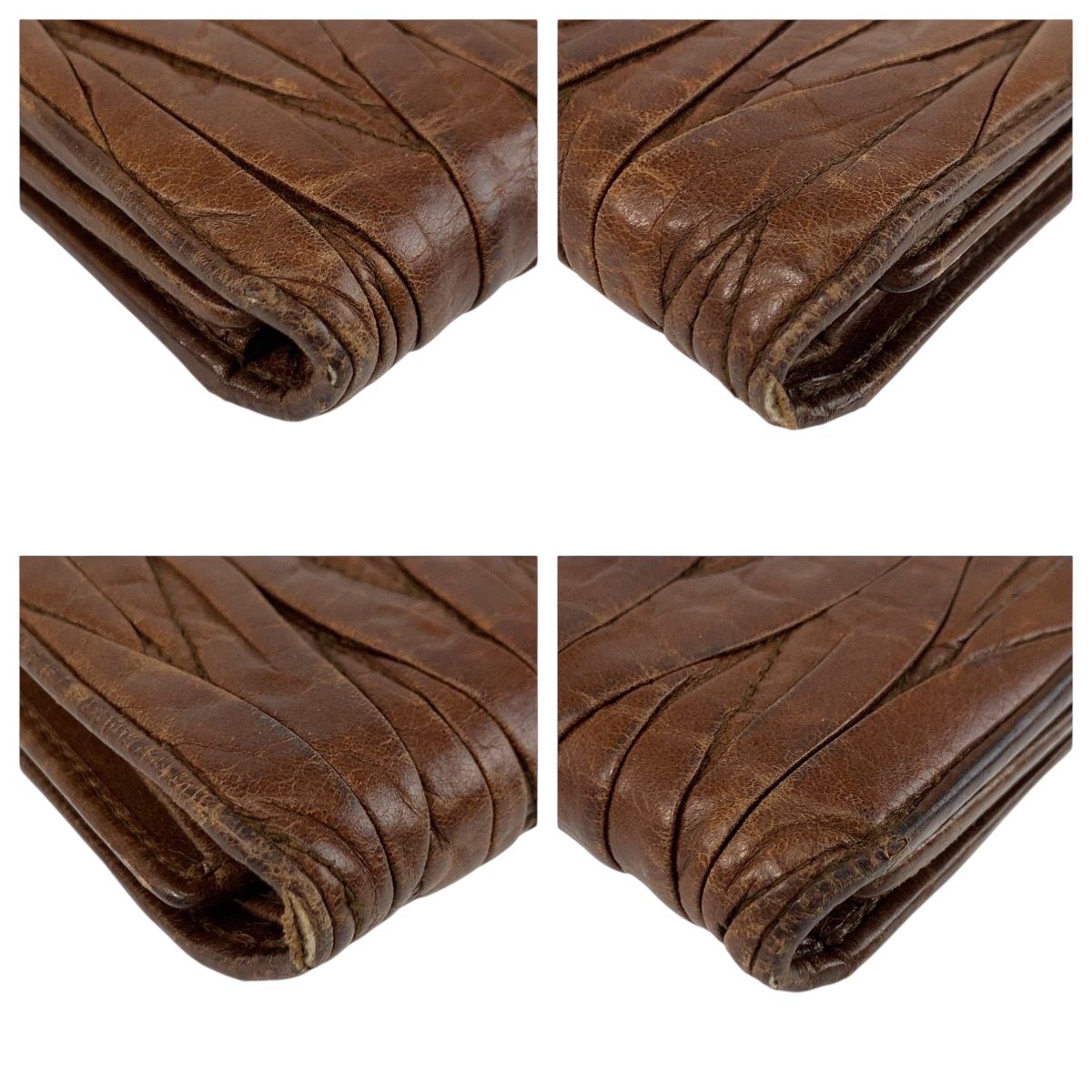 MIUMIU ミュウミュウ マテラッセ ブラウン ゴールド金具 レザー 194 折