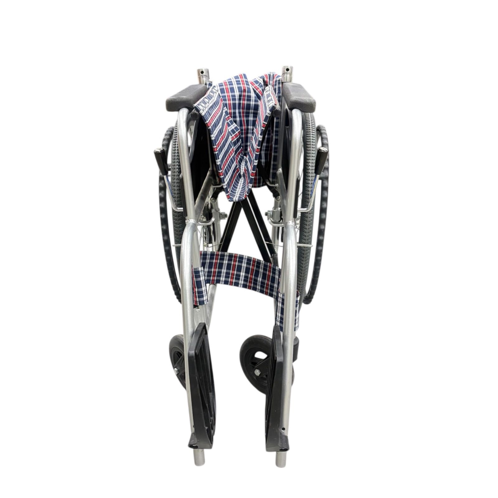 □日進医療器 自走用車椅子 NEO-1 チェック柄 折りたたみ式 介助