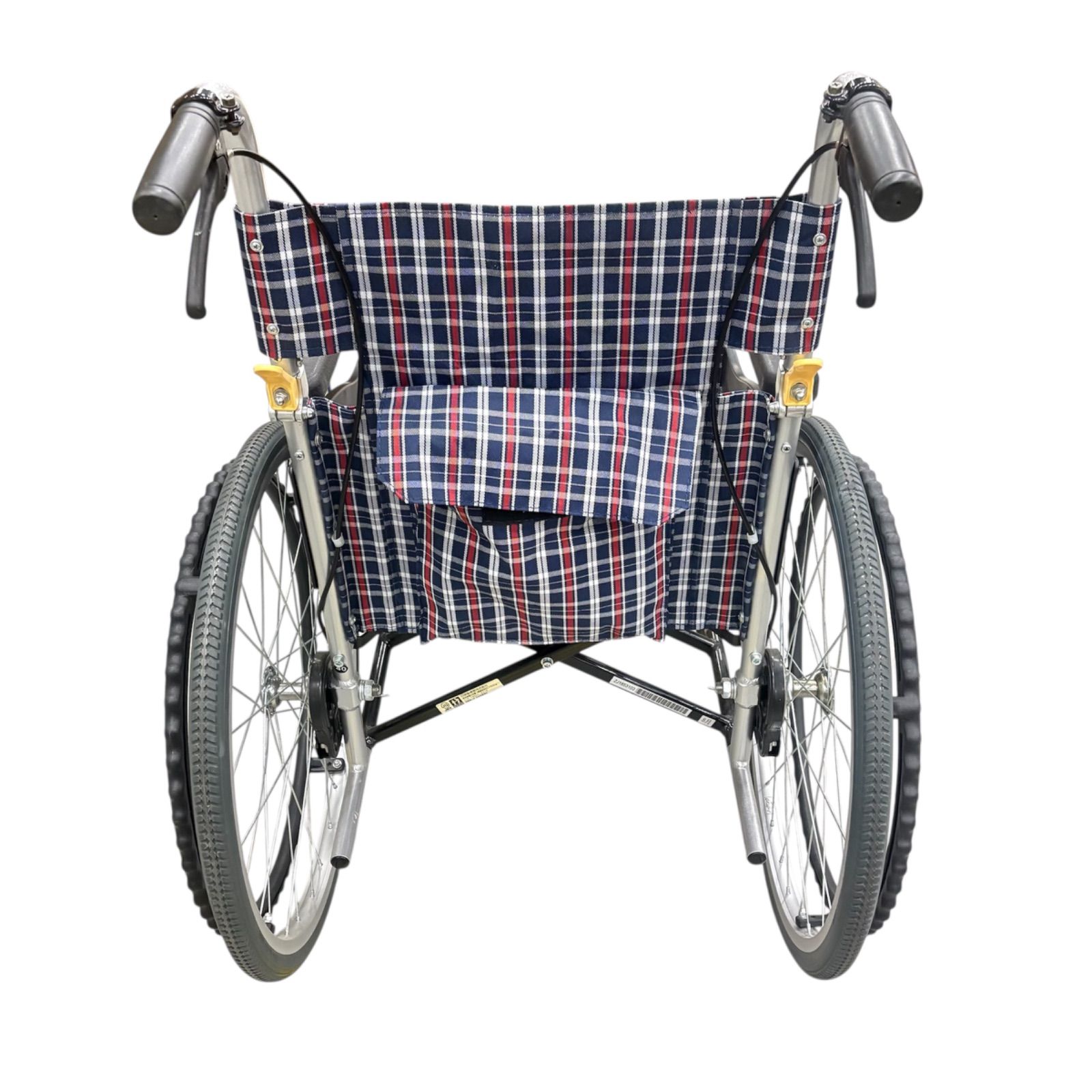 □日進医療器 自走用車椅子 NEO-1 チェック柄 折りたたみ式 介助