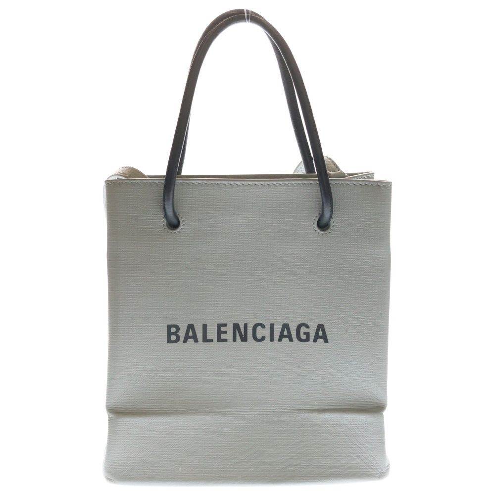 BALENCIAGA (バレンシアガ) ショッピングバック ショルダーバッグ ハンドバッグ ショッパーバッグ グレー レザー 555140 シルバー金具