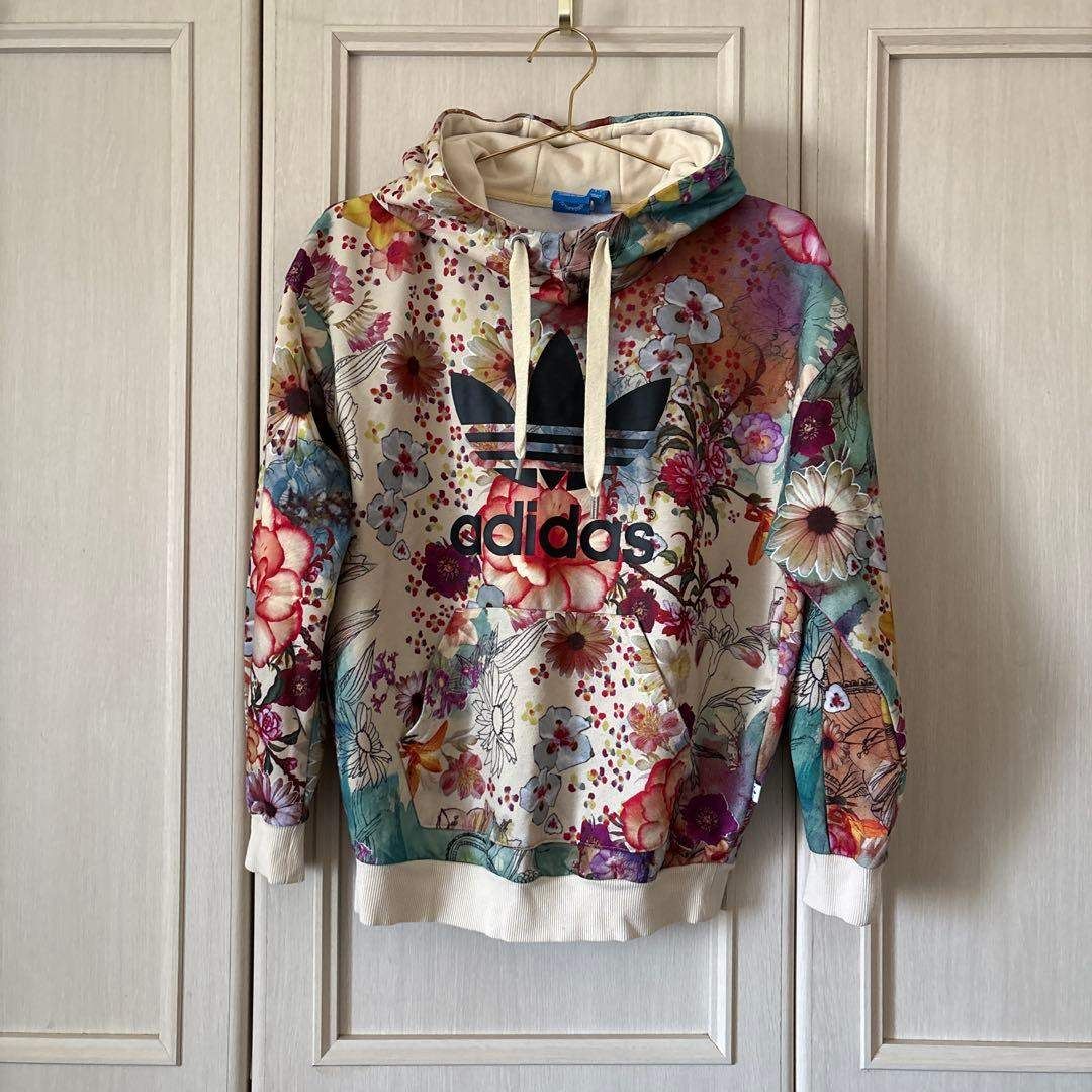 アディダス adidas 花柄 総柄 ボタニカル パーカー Y2K お呼ばれ