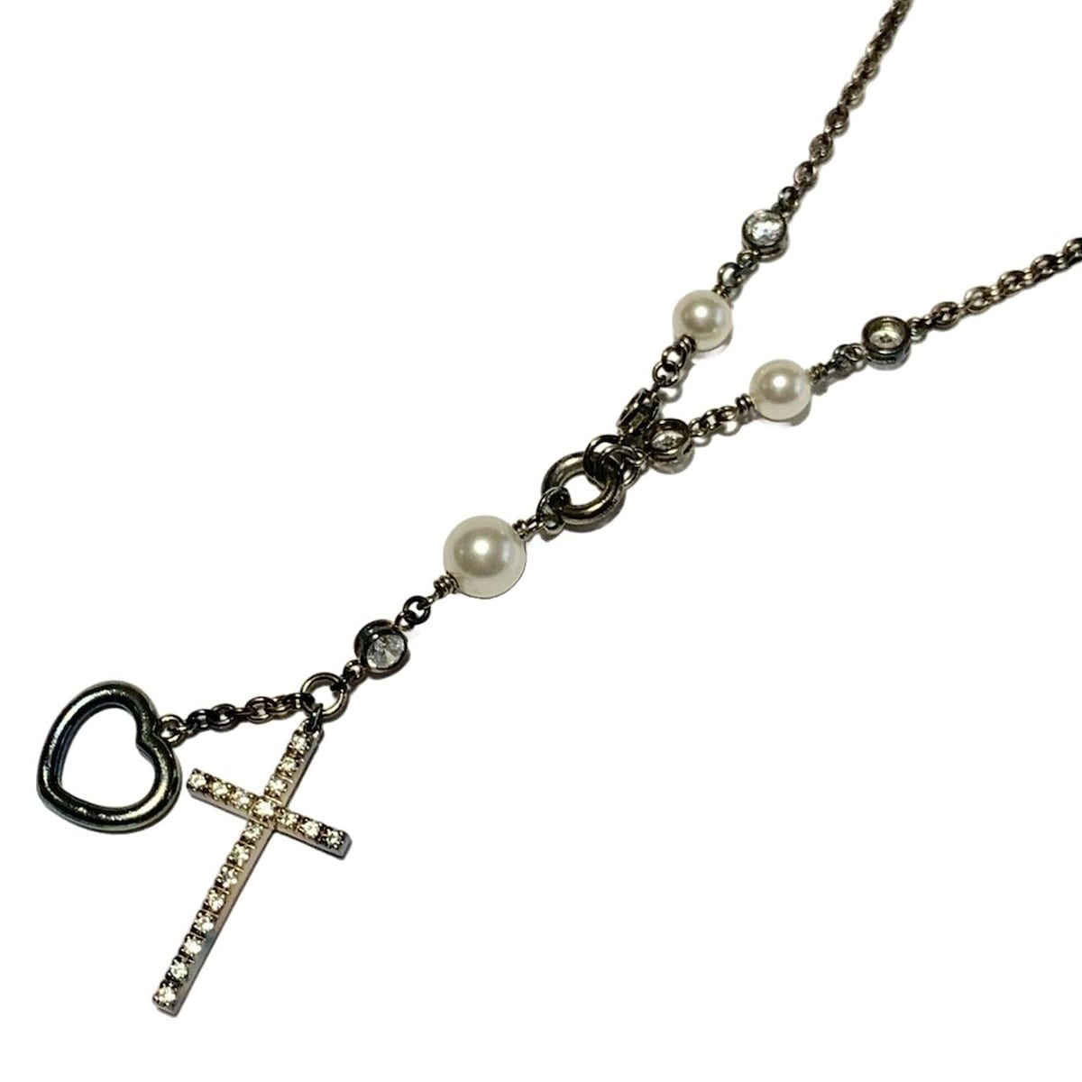 FolliFollie(フォリフォリ) ネックレス - シルバー×アイボリー×クリア