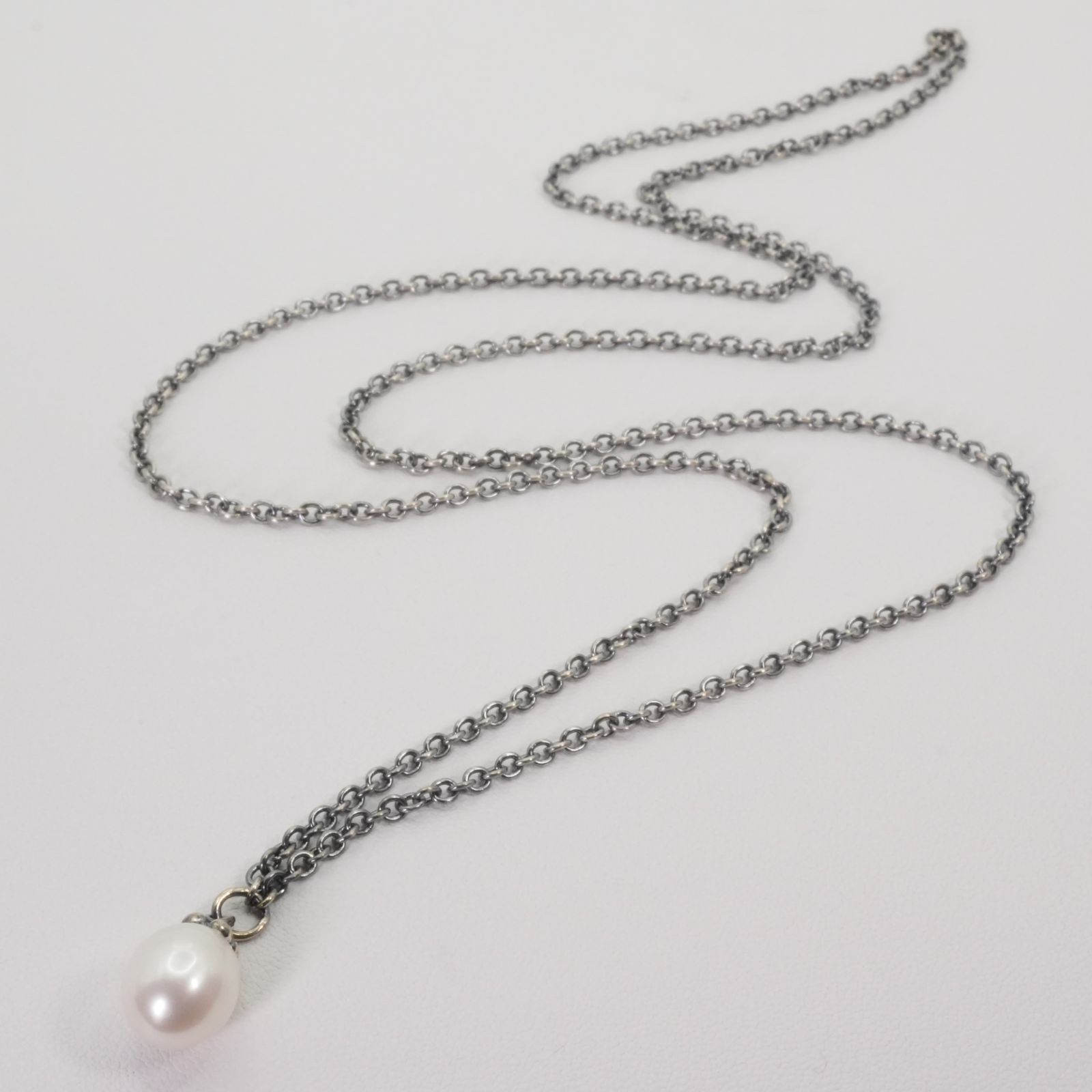 70cm トロールビーズ パール ロング チェーン ネックレス/25-1599