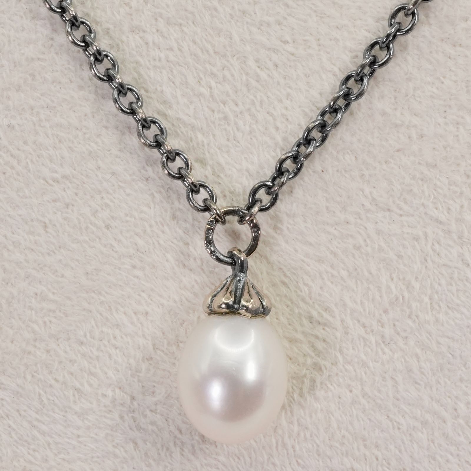 70cm トロールビーズ パール ロング チェーン ネックレス/25-1599