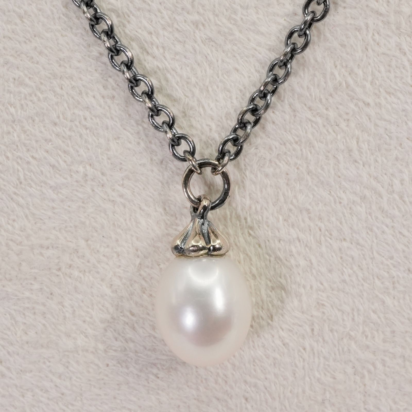 70cm トロールビーズ パール ロング チェーン ネックレス/25-1599