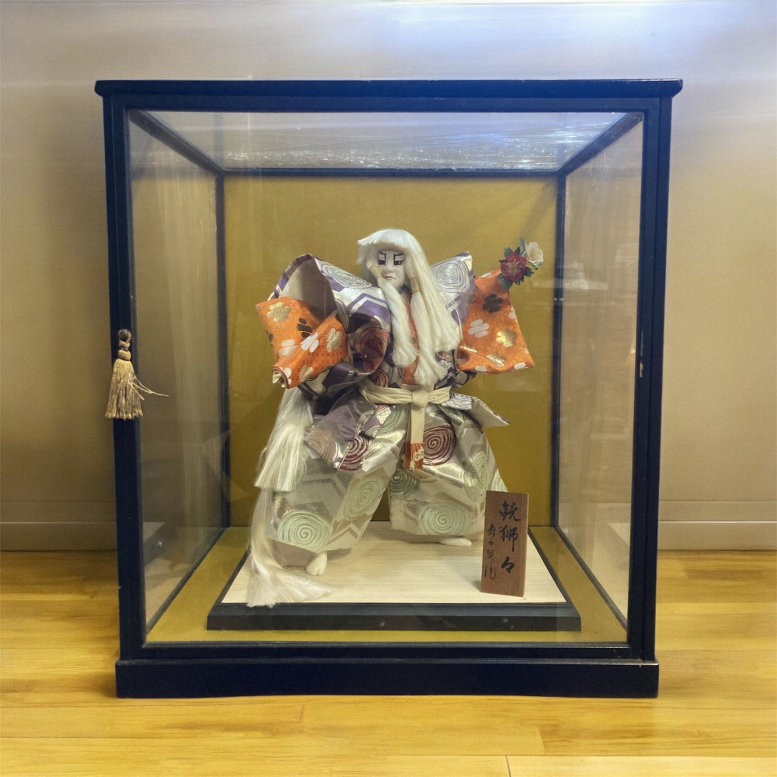 日本人形 ガラスケース入り 舞踊人形 歌舞伎 飾り物 ケースサイズ幅約