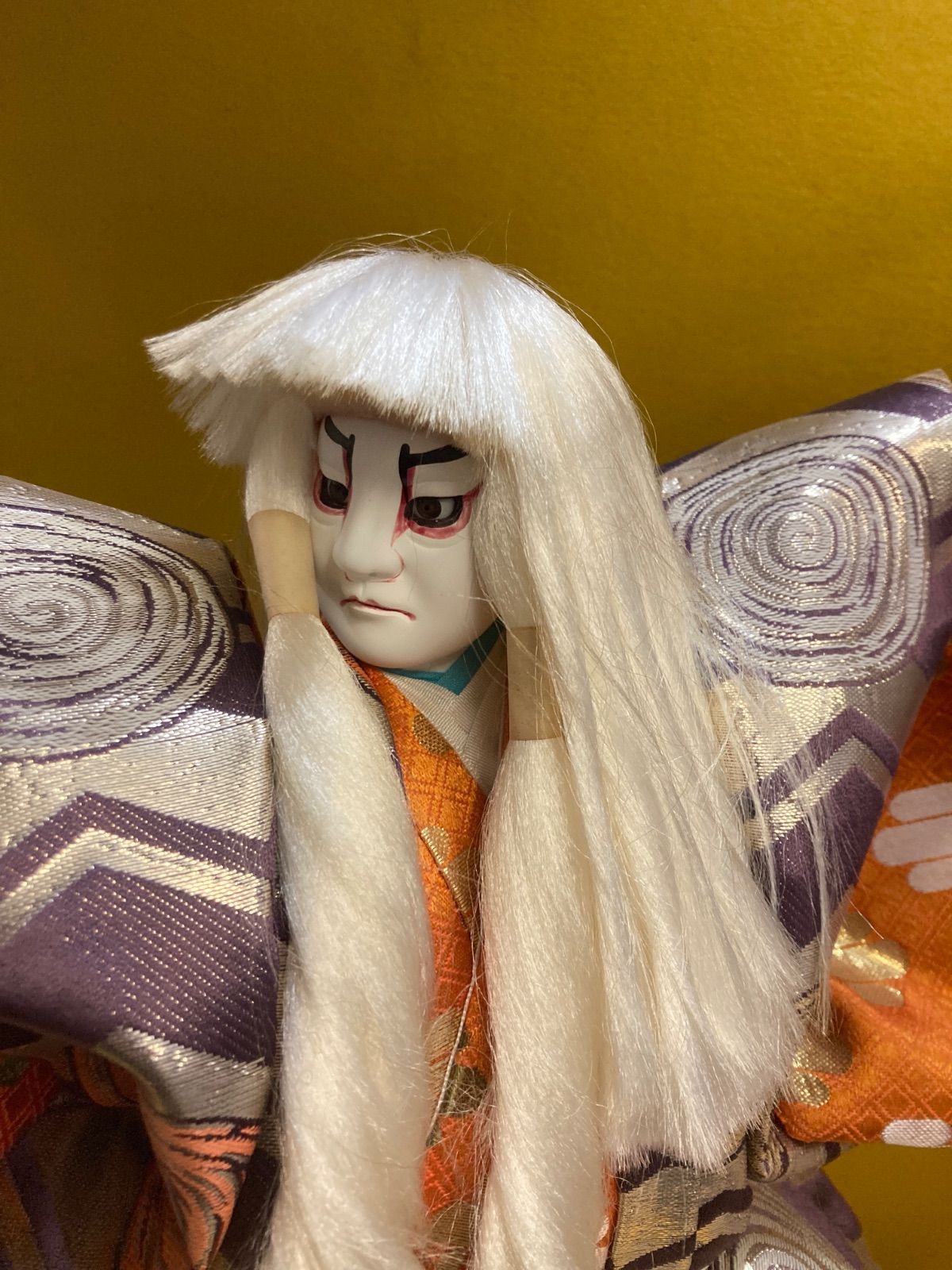 和人形 2体セット｜衣装着 日本舞踊・武家姿｜ガラスケース入り 昭和