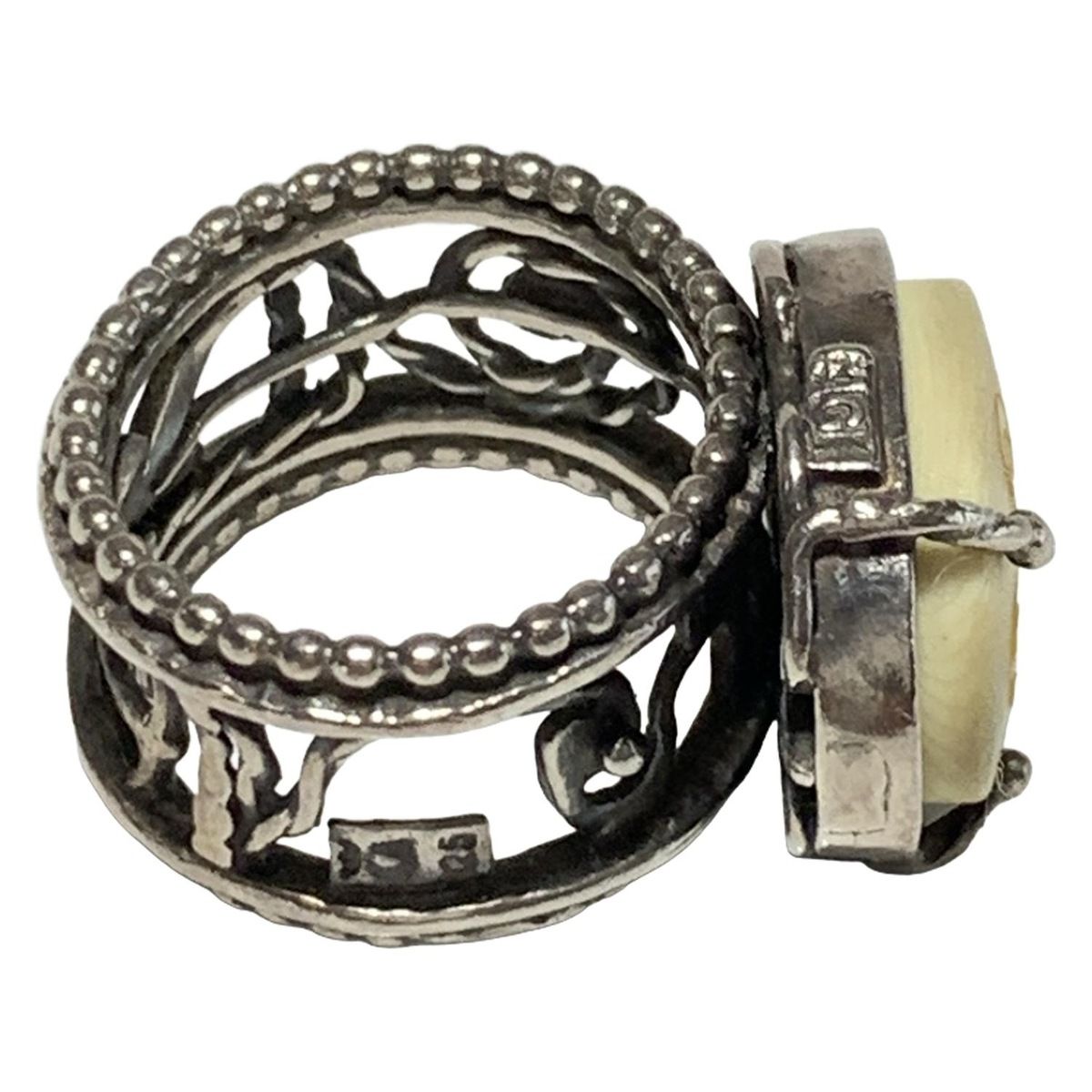 GEM KINGDOM(ジェムキングダム) リング - シルバー×アイボリー×白