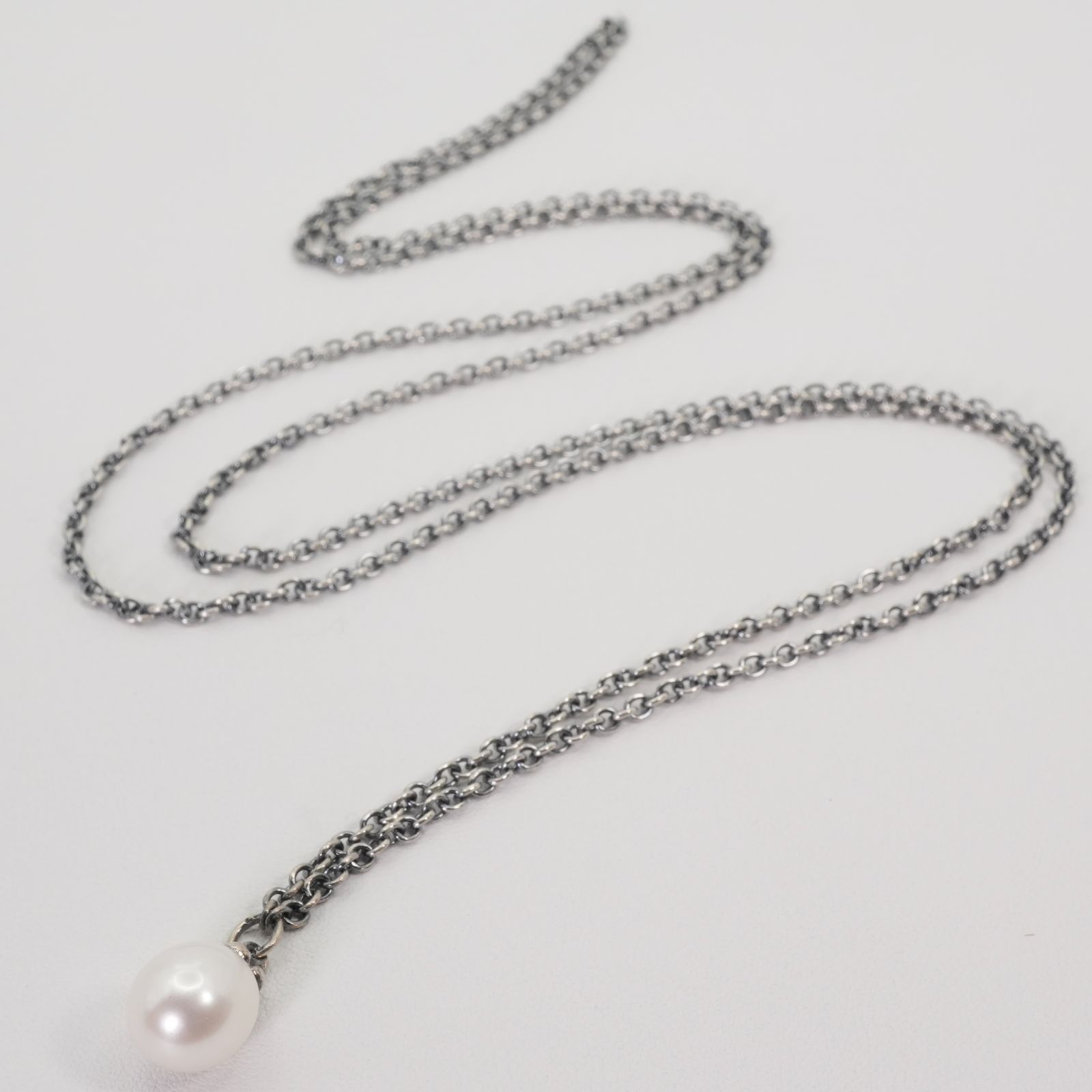 80cm トロールビーズ パール ロング チェーン ネックレス/25-740