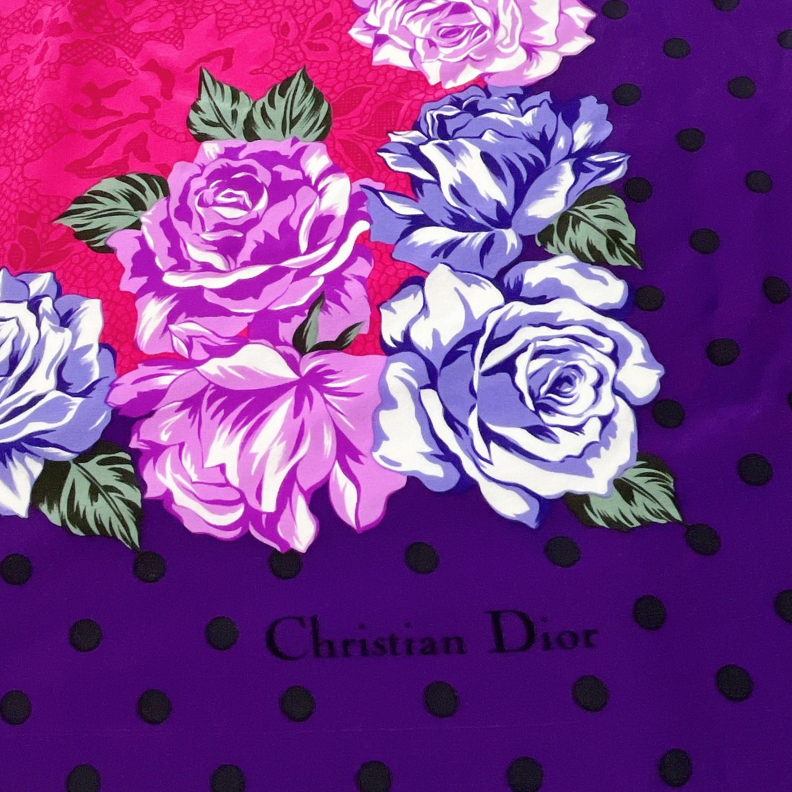 華やか美品✨Christian Dior クリスチャンディオール 大判スカーフ 花