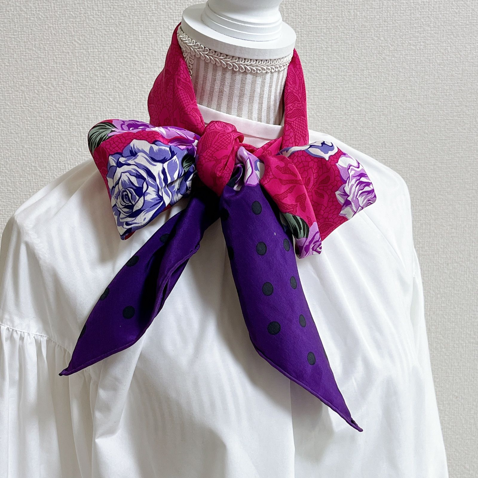 華やか美品✨Christian Dior クリスチャンディオール 大判スカーフ 花