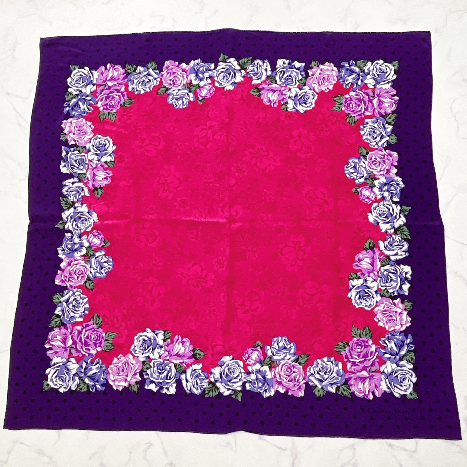 華やか美品✨Christian Dior クリスチャンディオール 大判スカーフ 花