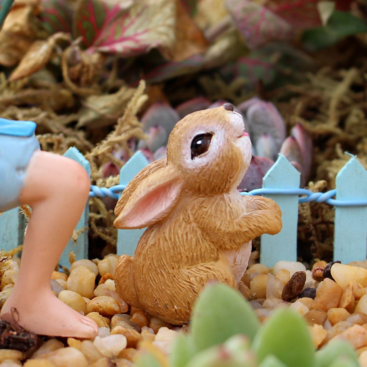 新品未使用 卸売 凧揚げ少年ウサギフィギュア アート風盆栽フェアリー