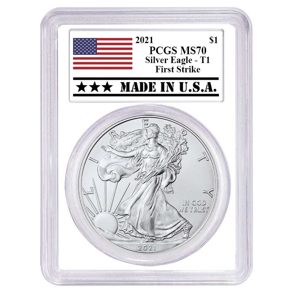 2021年 1ドル タイプ1 アメリカン シルバー イーグル PCGS MS70 FS