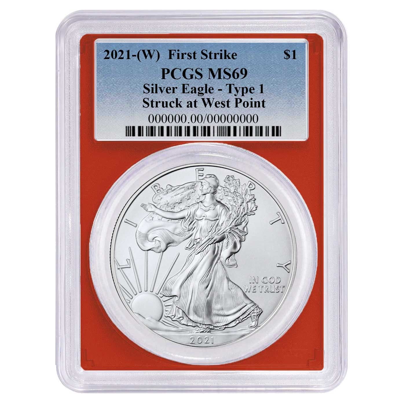 2021年 イーグル MS 69 NGC認証 2021年 $1 タイプ2 アメリカンシルバーイーグル PCGS MS69 FS ブルー
