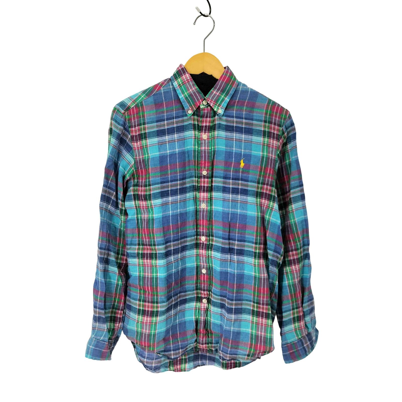 【美品】　ラルフローレン ボタンダウンシャツ マドラスチェック ポニー刺繍　L ラルフローレン RALPH LAUREN ポニー刺繍 マドラスチェック ボタン
